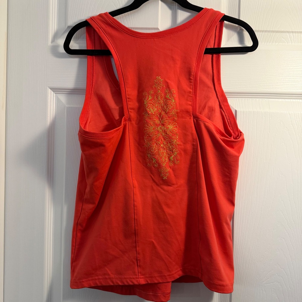 Old Navy Tank Top Coral Red XL Y2K Boho Embroidered Racerback Casual Summer - Picture 4 of 6